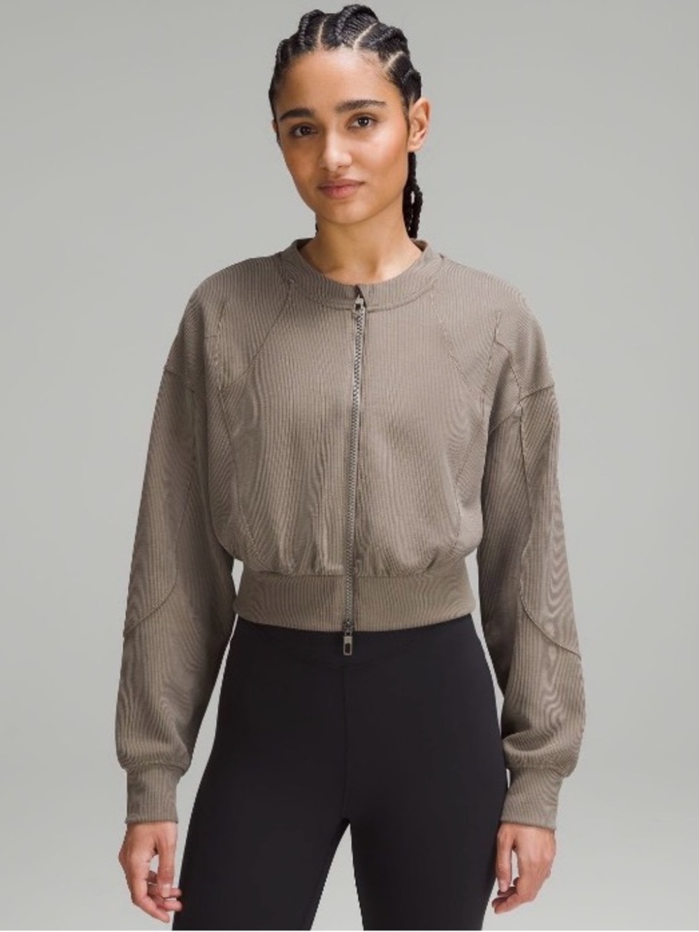 Lululemon Ribbed Softstreme Cropped Jacket - Nomad Brown - Size 8